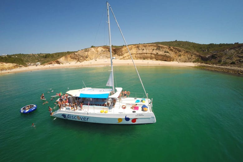 Sailing the Algarve coast in a catamaran