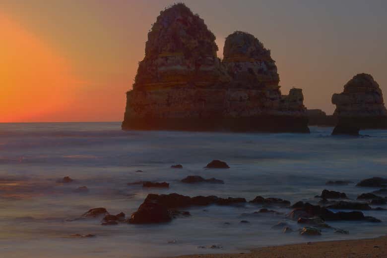 The fantastic rock formations as the sun goes down