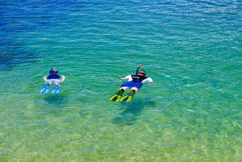 Praticando snorkel no Algarve