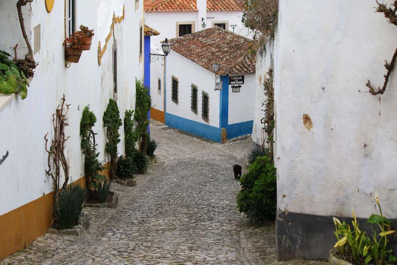 Strada tipica di Óbidos, in Portogallo