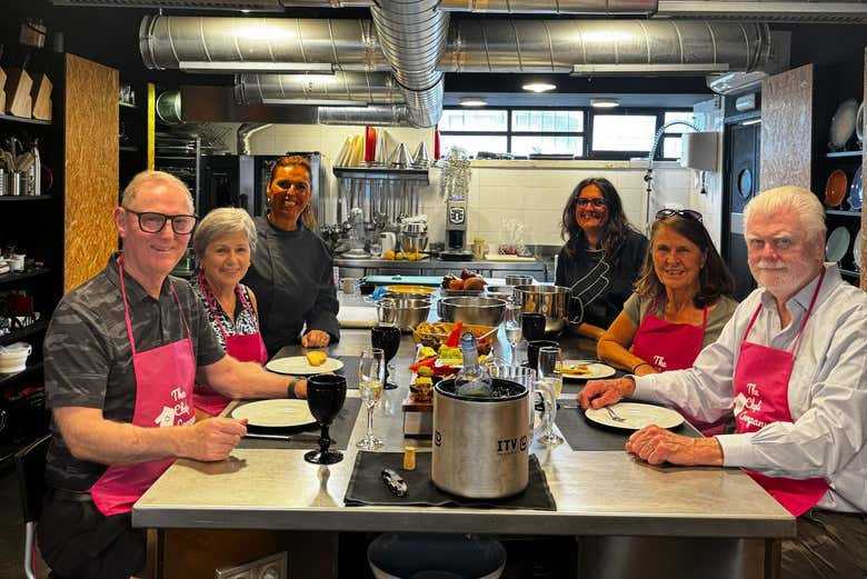 Foto del recuerdo durante la clase de comida portuguesa