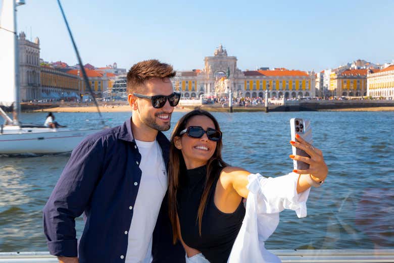 Haciéndonos un selfie en el barco