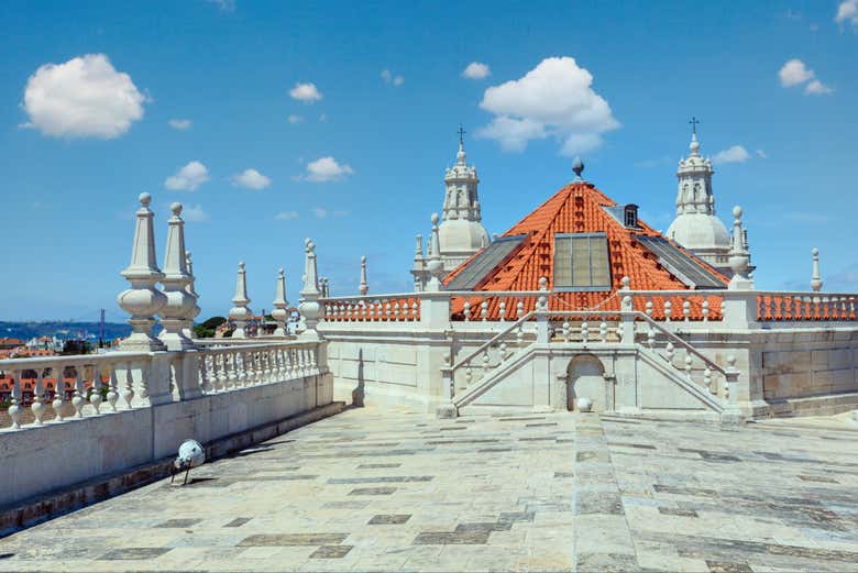 Enjoy the views of Lisbon's old town from the terrace