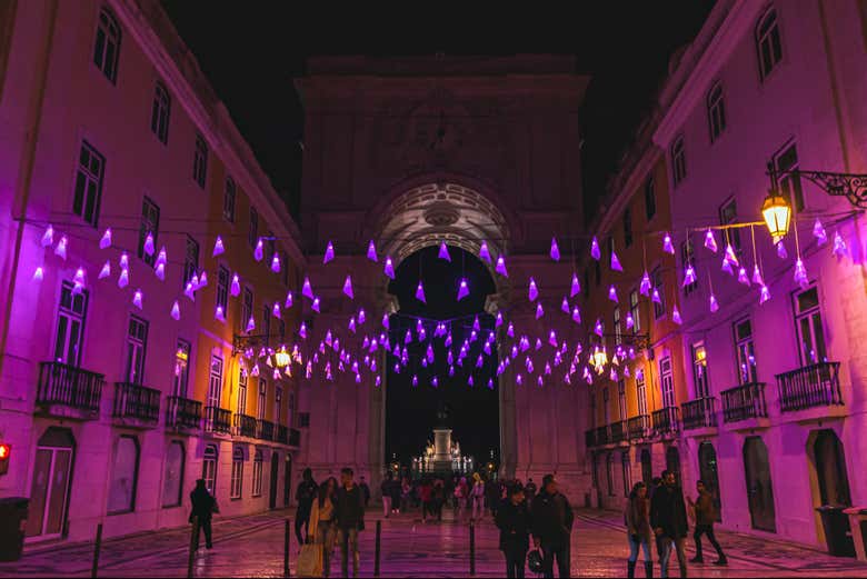 Iluminación en la Rua Augusta