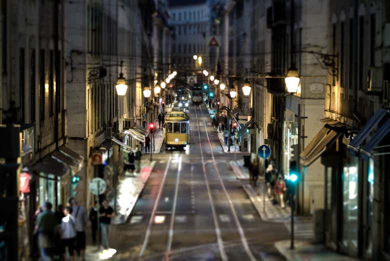 Durante o tour noturno por Lisboa