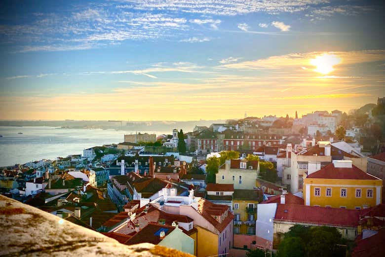 Vue sur Lisbonne au coucher du soleil