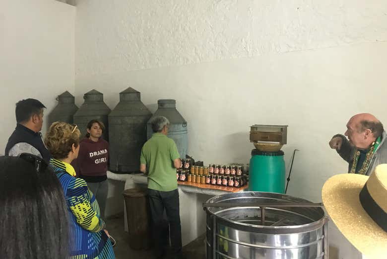 Mel sendo engarrafado