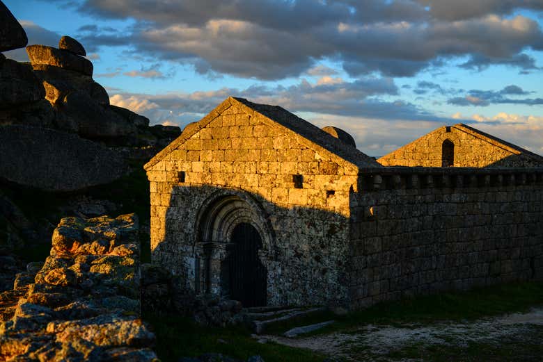 Ruins of a stone chapel in the Castle of Monsanto