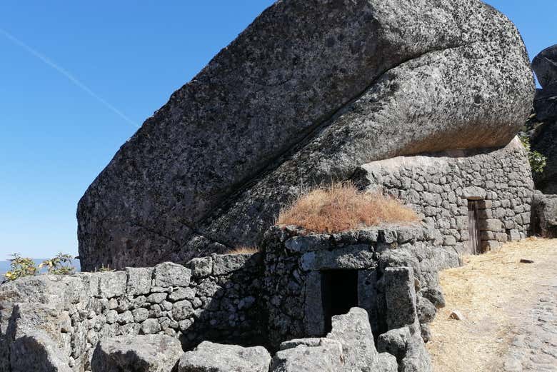 An enormous granite rock in the village