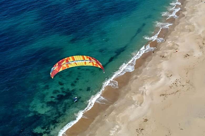 Admiring the Portuguese coastline from the paraglider