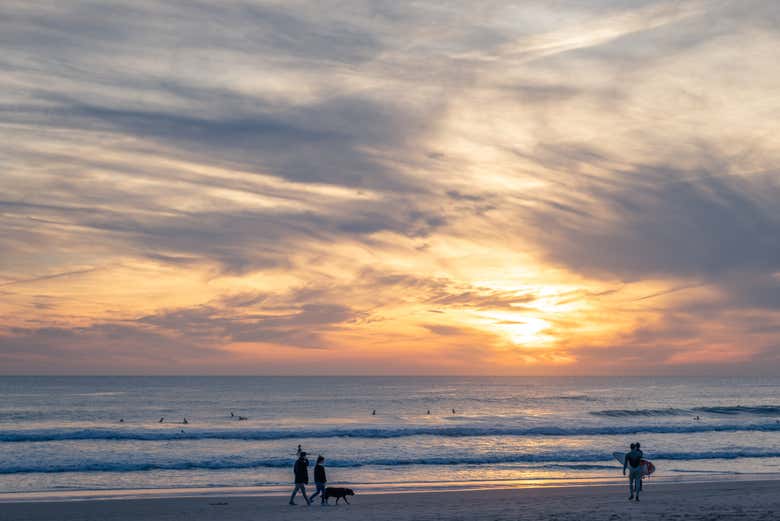 Atardecer en la playa de Carcavelos
