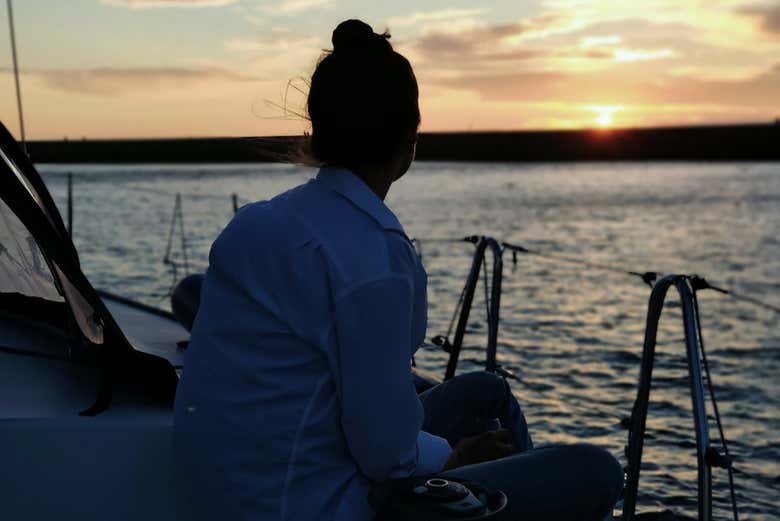Contemplando el atardecer de Oporto