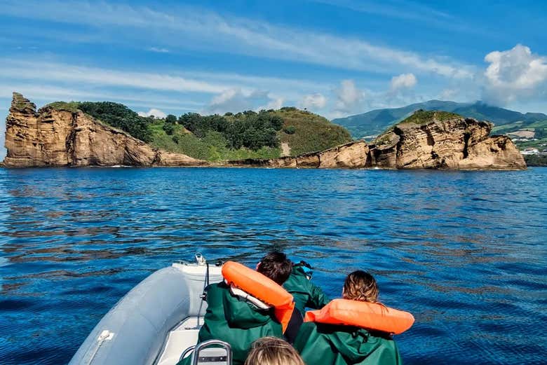 Llegando al islote de Vila Franca