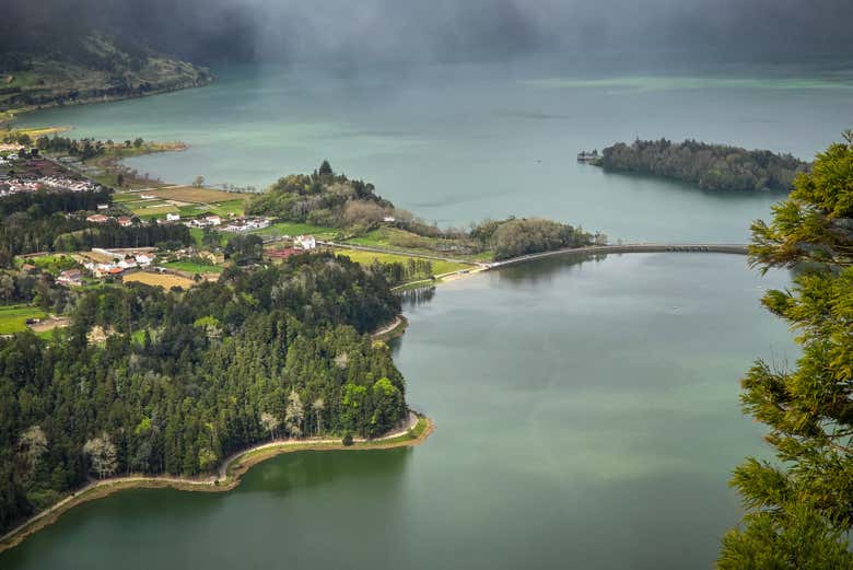 Vista aérea de Lagoa das Sete Cidades