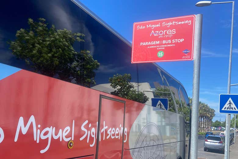 Señal de una de las paradas del autobús
