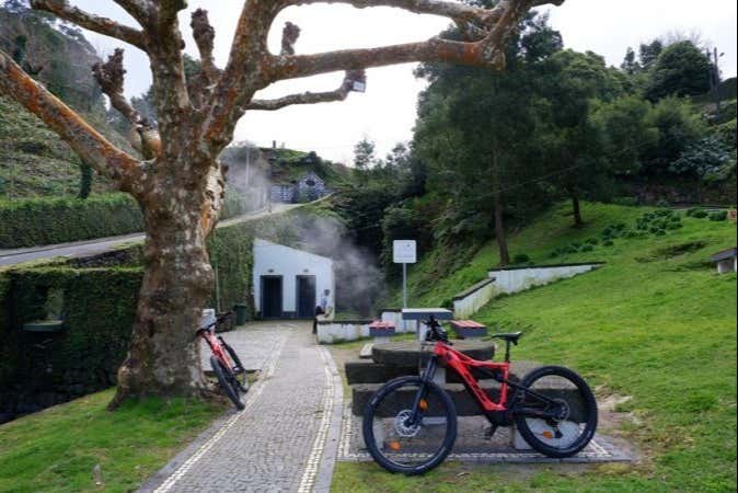 The e-bikes parked and waiting for us!