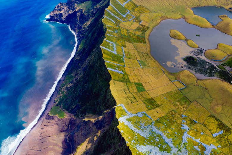Crater and coastline view