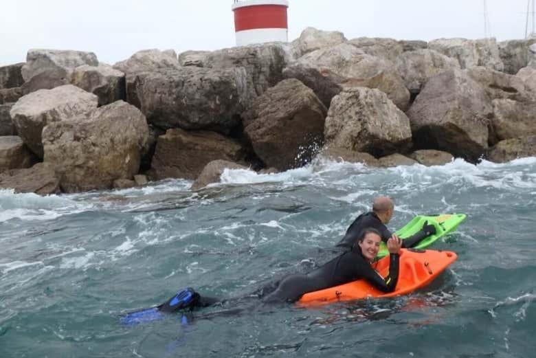 Snorkel boarding in Sesimbra