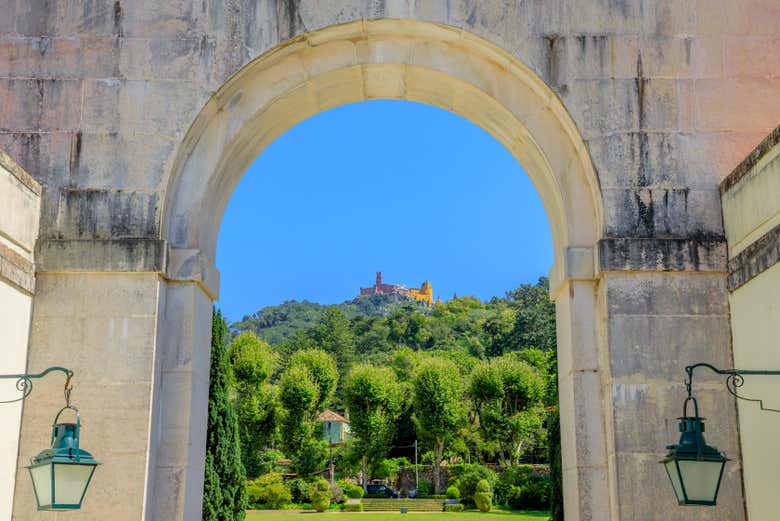 Get a unique view of the Pena Palace through the Seteais Arch