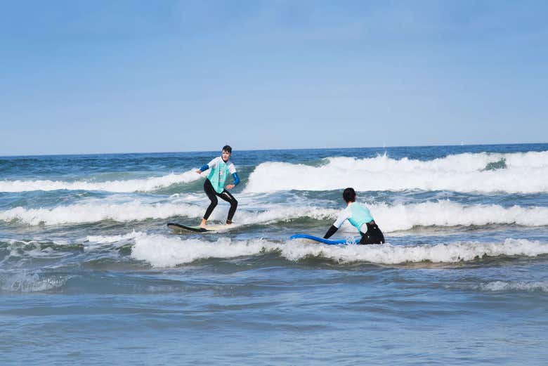 Surfing on Praia Azul beach