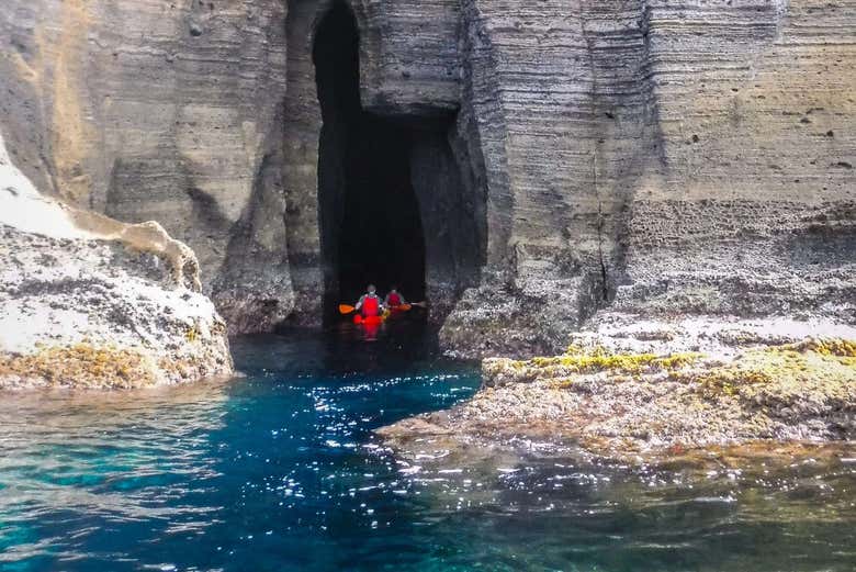 Entering a sea cave