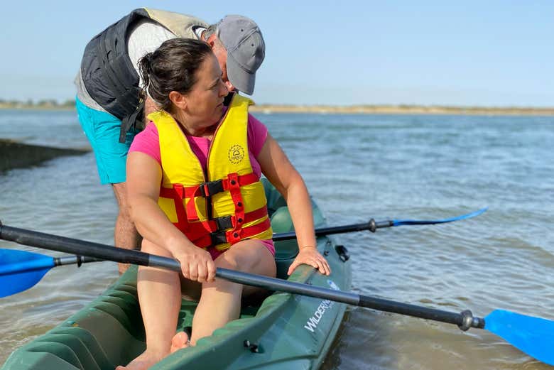 Mise en place du kayak avant le départ