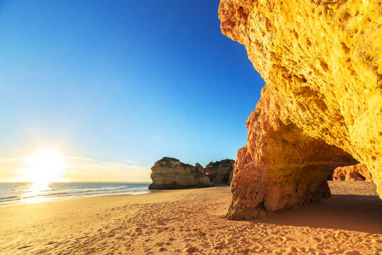 Puesta de sol en la costa del Algarve