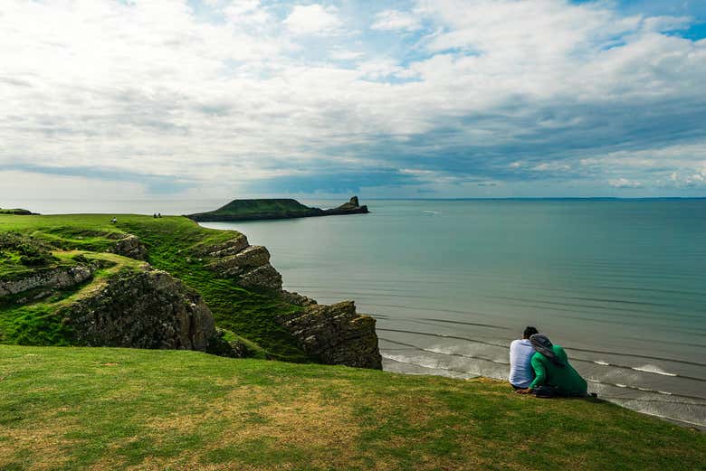 Vistas de los acantilados de Worm's Head