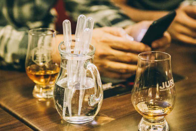 Dos copas de whisky escocés