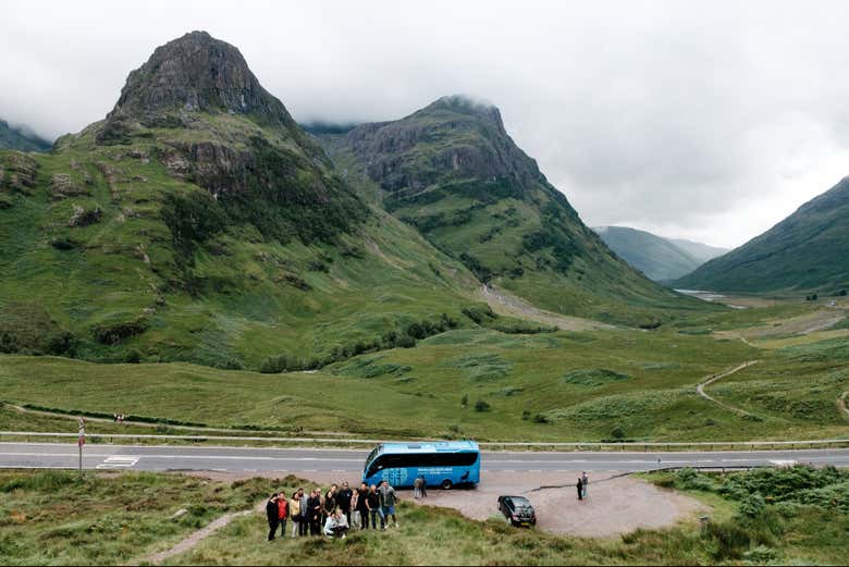Panorâmica do grupo no vale de Glencoe