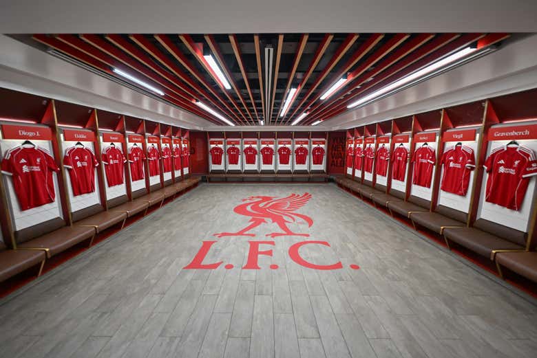 Lo spogliatoio dell'Anfield