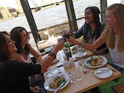 Having lunch on a Thames cruise boat