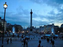 Trafalgar Square at dusk