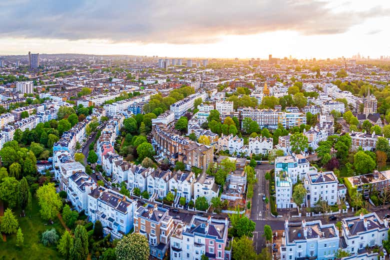 Vue panoramique sur le quartier de Notting Hill à Londres
