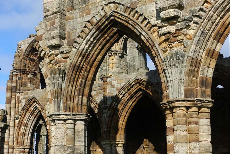 Walking through Whitby Abbey