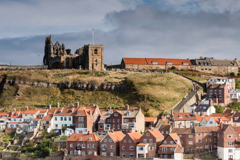 The abbey is perched on a hilltop