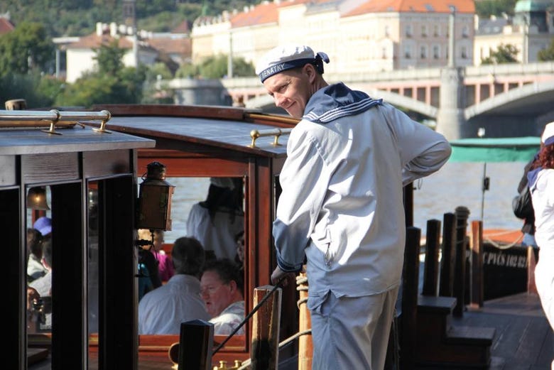 Embarking at the banks of the Vltava river