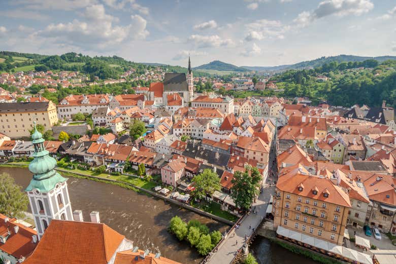 Vue panoramique sur le centre historique de Český Krumlova