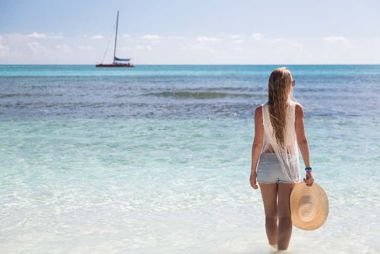Enjoying the coast of Saona