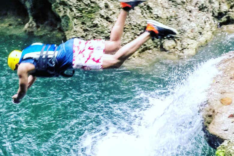 Jumping into the water