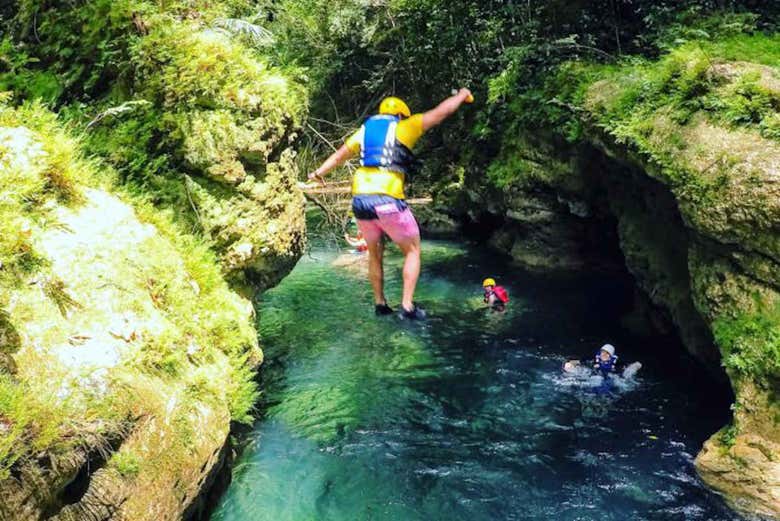 Enjoying the canyoning experience