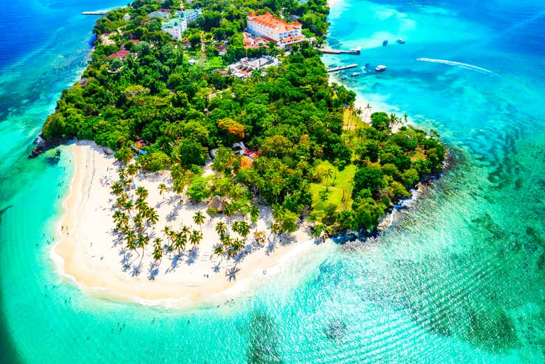 Vista aérea de Cayo Levantado 