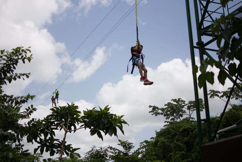 Sliding down the Anamuya zip line