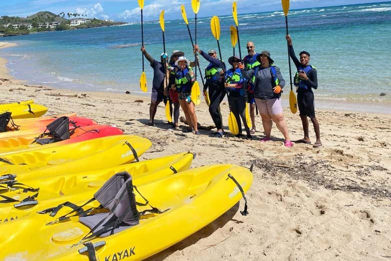 Todo listo para comenzar la ruta en kayak