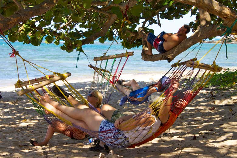 Relajándonos en la playa
