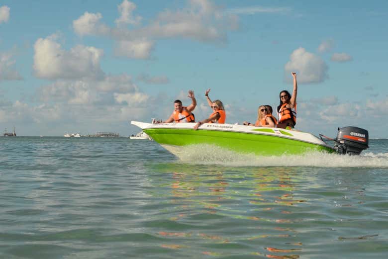 Desfrutando do tour de lancha