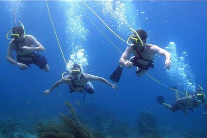 Practicando hookah diving