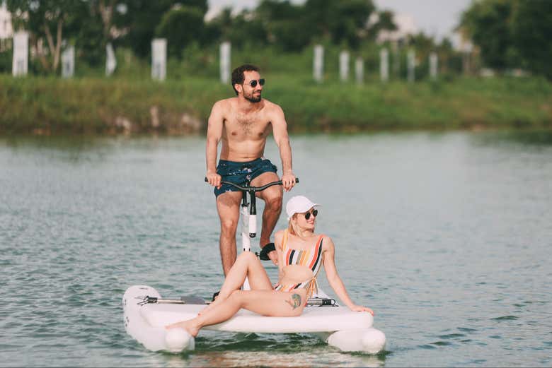 Enjoy this water bike tour!