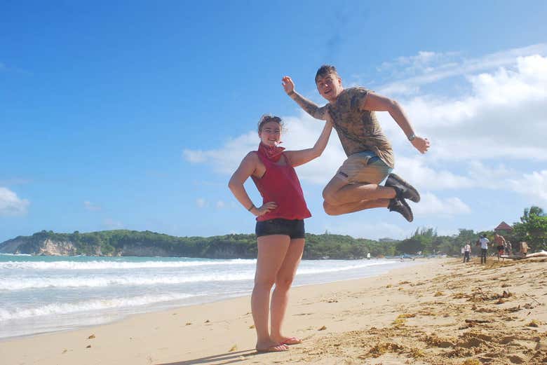 Desfrutando da praia de Macao