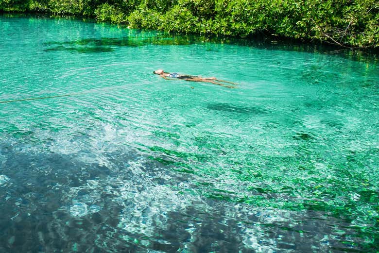 Enjoying a swim in the Blue Lagoon